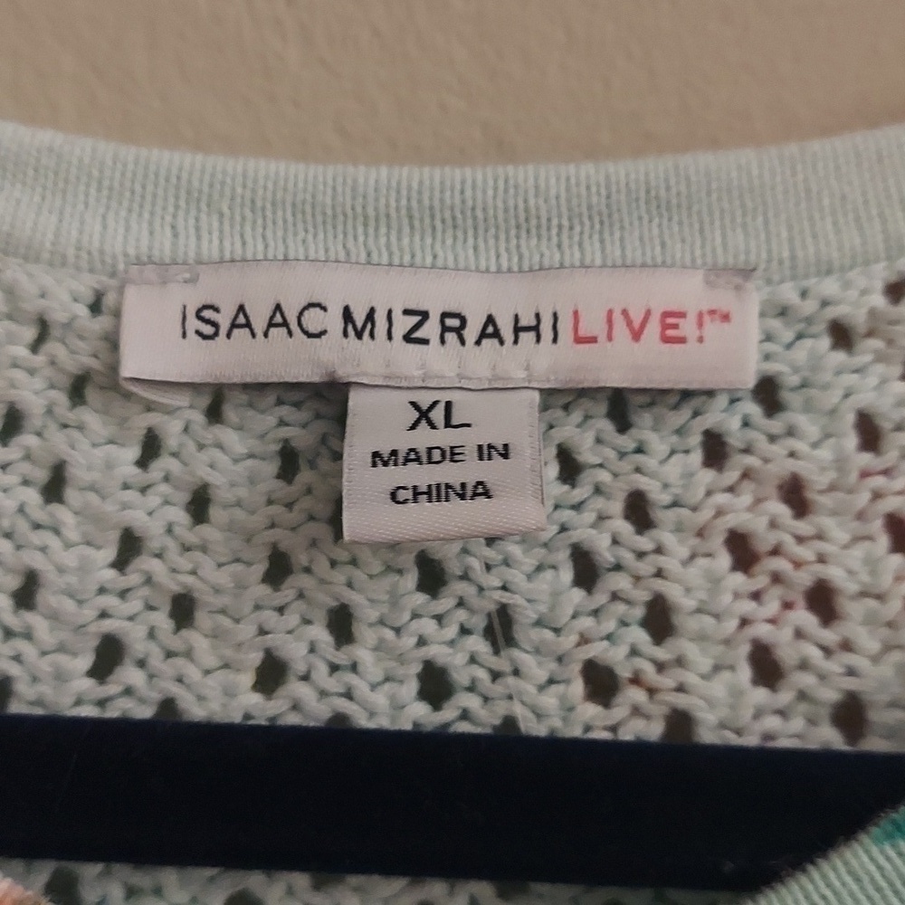 ISAAC MIZRAHI LIVE Floral Long Sleeve Button Down Sweater - Picture 2 of 10